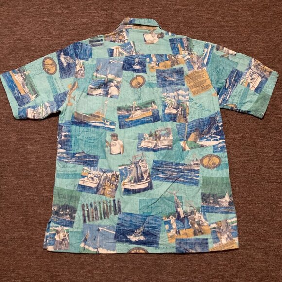 Kahala Hawaiian Shirt Men Large AVI Collection Fishing Button Up Handcrafted - Picture 2 of 5